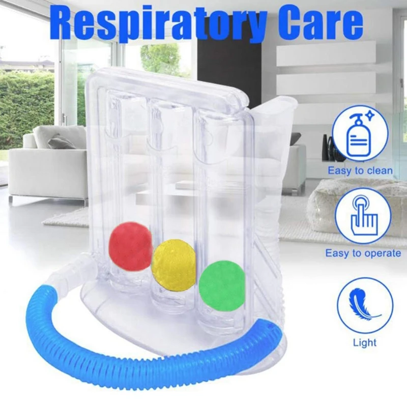 3-Ball Deep Breathing Exerciser Capacity Training Device Incentive Spirometer Spirometry Breath Exercises Measurements Drop