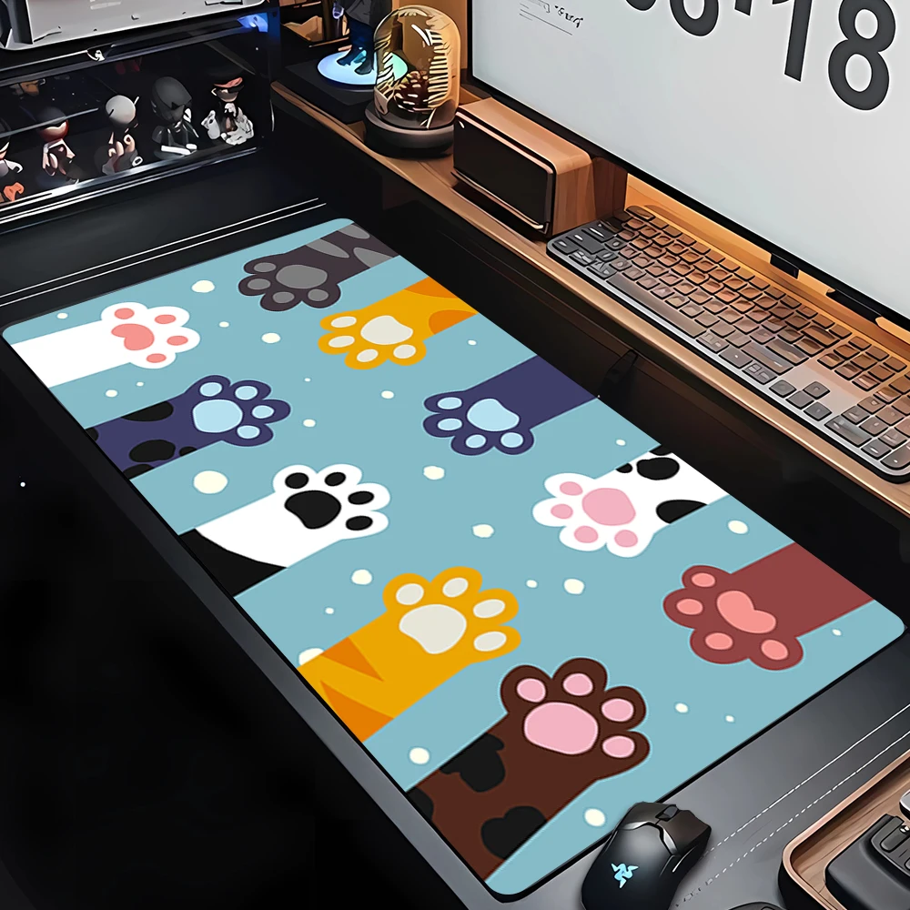 

Cute Desk Mat washable Speed XXL Gaming Mouse Mat Rubber Keyboard Desk pad Anime HD Printing Mouse pad Cat Paw Pc Gamer Mousepad