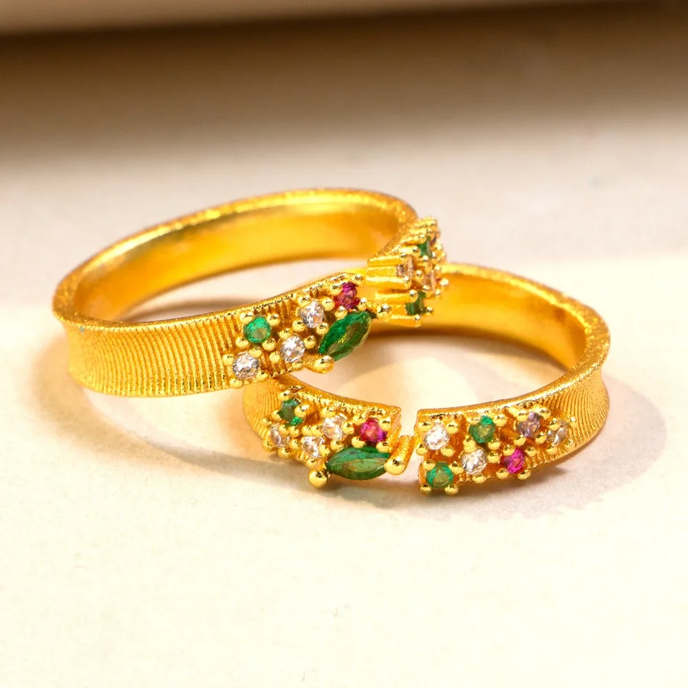 Wire-cutting, illuminated, high-end, dazzling star-shaped opening finger ring 9999gold