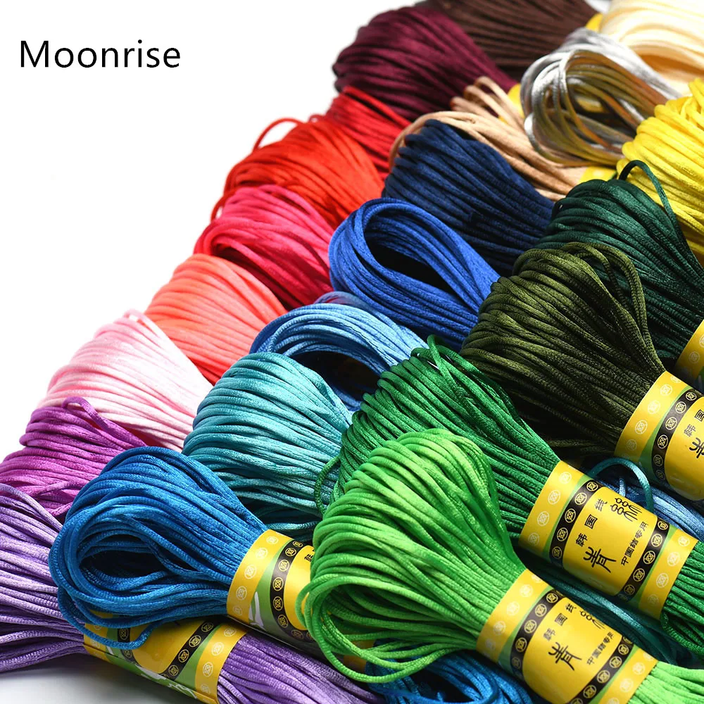 20M 1.5mm Satin Nylon Trim Cord, Rattail Cord Chinese Knot