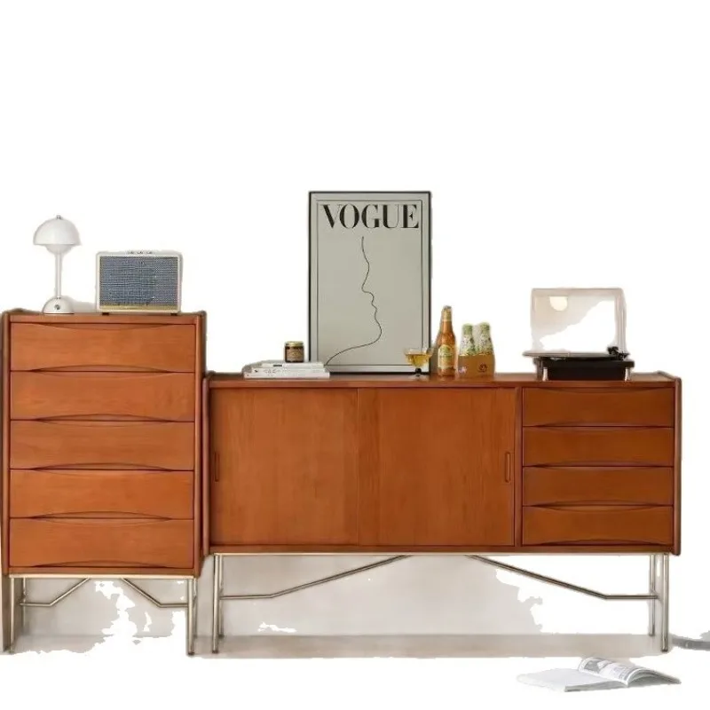 tea cabinet, wine cabinet, coffee cabinet, stainless steel medieval furniture, Japanese-style side cabinet against the wall
