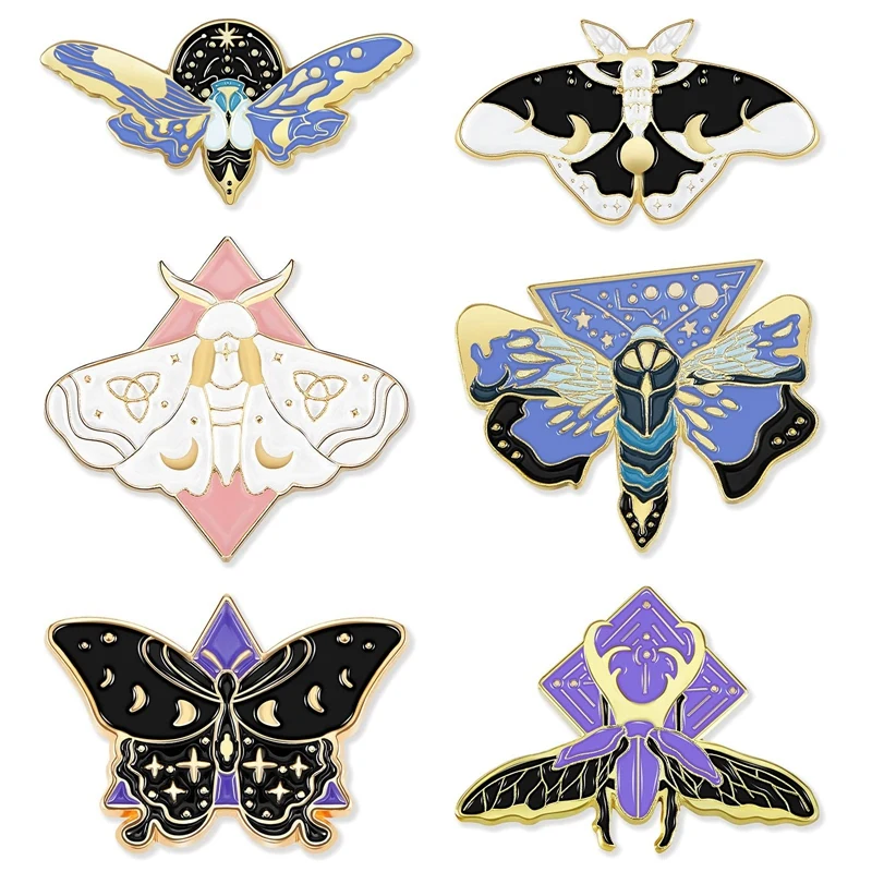 6 Pcs Butterfly Pins Enamel Pin Set Lapel Pins Brooches Luminous Cute Fireflies Backpack And Jackets Pins For Women