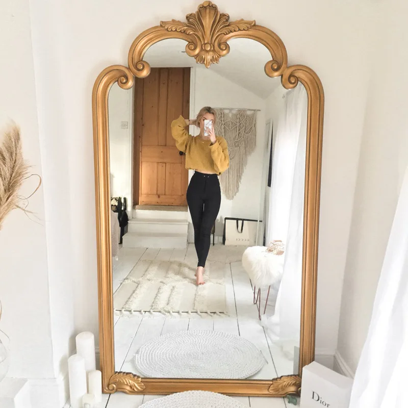 French retro large mirror full body floor mirror home cloakroom full-length   clothing store size wall fitting mirror