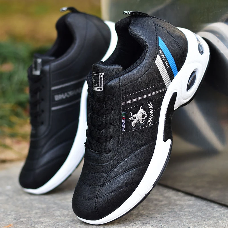 Men's leather sneakers Casual versatile shoes Outdoor non slip running footwear Fashion men's board shoes Zapatos Homme image 4
