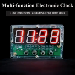 Rechargeable Multi-function Digital Clock Kit Electronic Clock Temperature Alarm Teaching Soldering Practice DIY Loose Parts