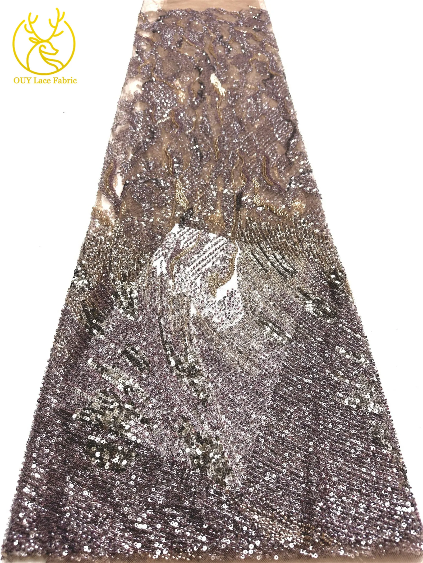 Neueste Afrikanische Perlen-Spitzenstoffe 2026 Hochwertige Nigerianische Pailletten-Spitzenstoffe für Damen-Abendkleider und Hochzeitskleider 5 Yards – Detail 15