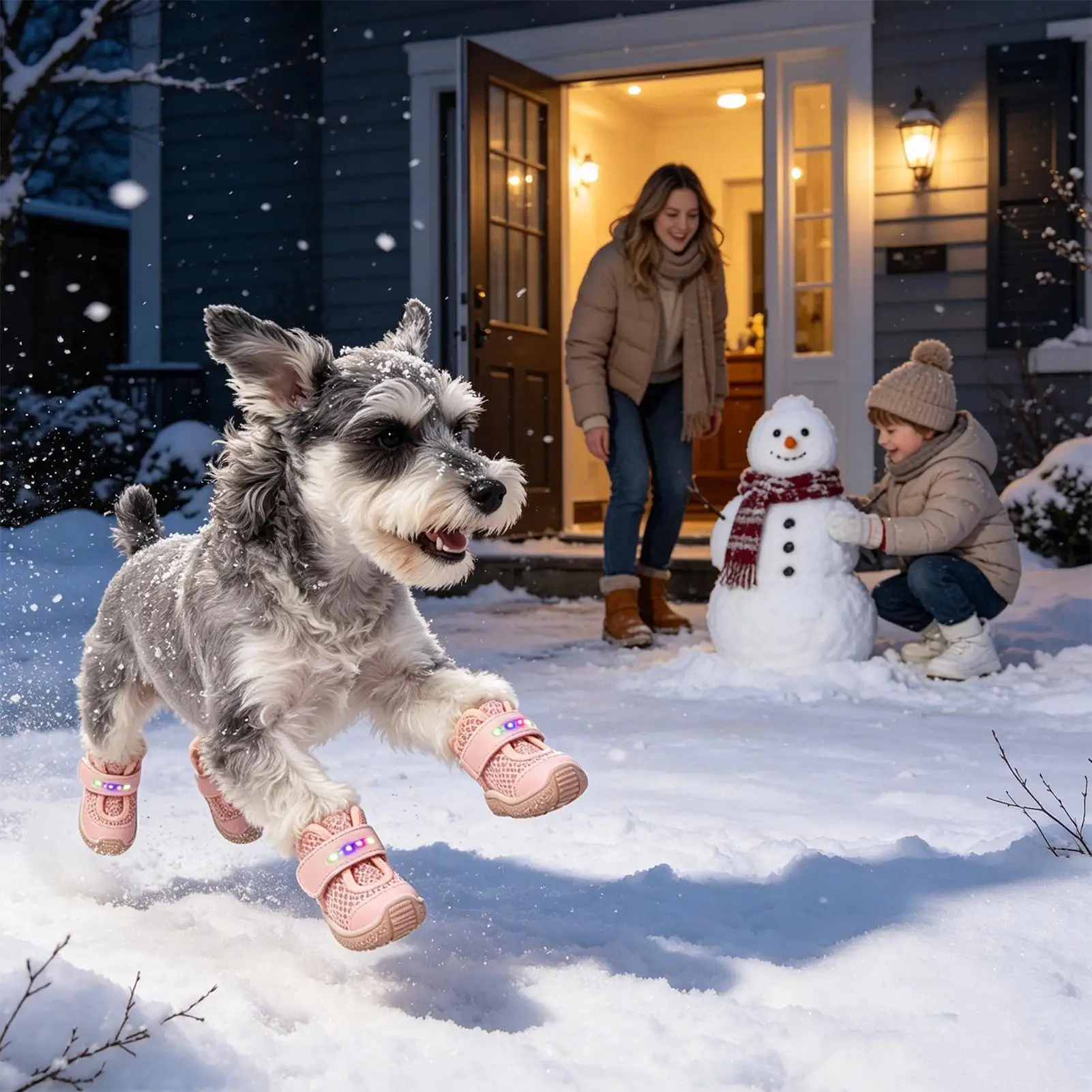 LED Dog Shoes Breathable Mesh Adjustable Anti-Slip Boots Dog Sneakers Puppy Boots For Summer Winter Night Walking Hot Pavement