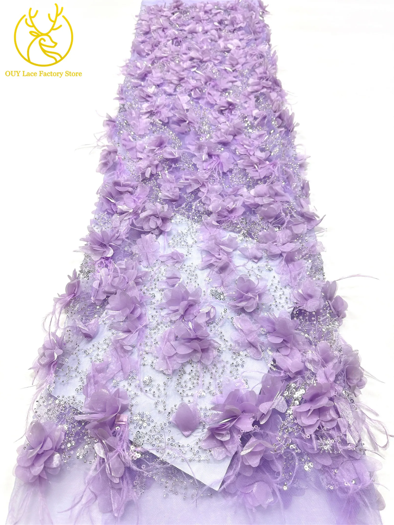 Exquisite 3D-Applikation Französische Pailletten Tüllspitze 2026 Hochwertige Perlenbesetzte Afrikanische Spitze Rotes Nigerianisches Hochzeits-Abendkleid – Detail 25