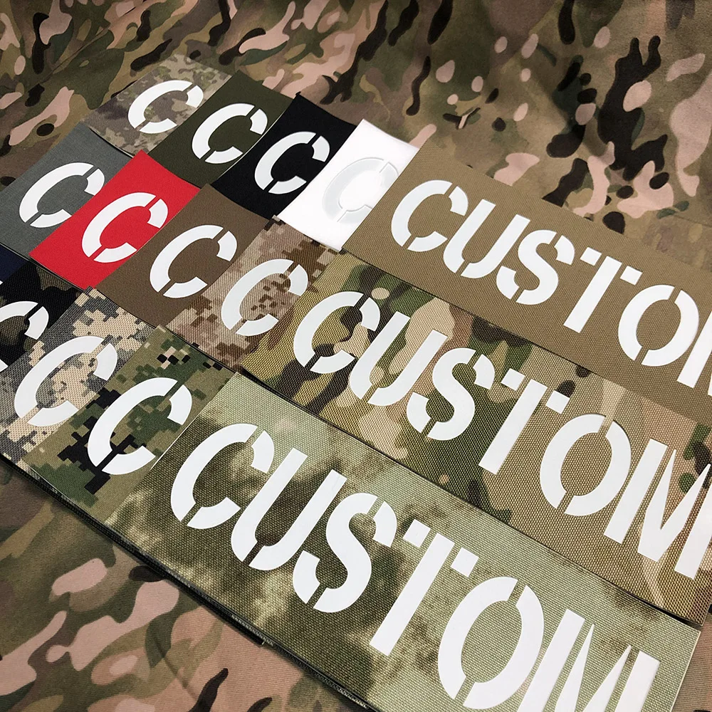 25cm  Luminous Back Big Patch Name Tapes Custom Laser White Letters Morale Tactics Military Airsoft