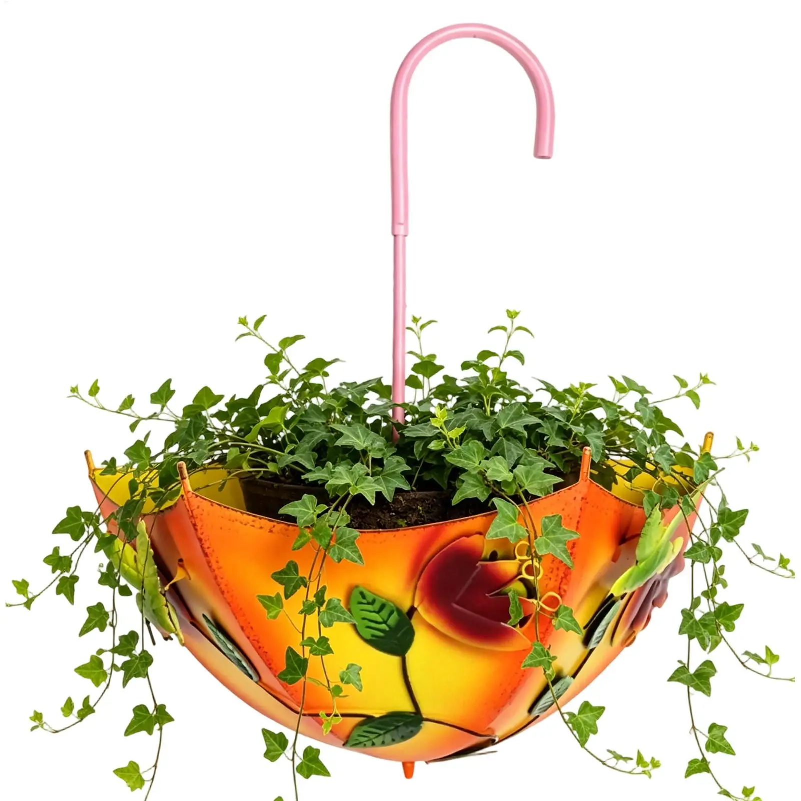 Metal Wall Planter Inverted Umbrella Shape Balcony Flower Pot Farmhouse Wall Planter With Drainage For Outdoor Garden Yard Patio