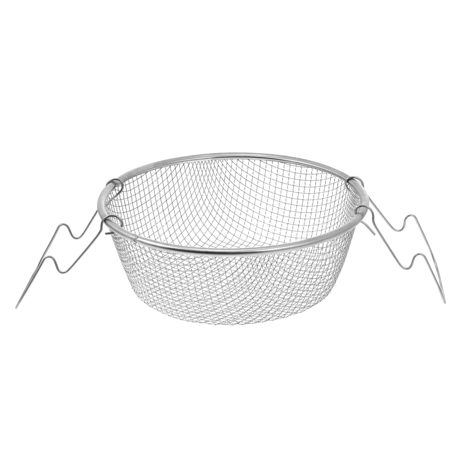 

Cabilock Stainless Steel Fry Basket Round Deep Frying Mesh with Handle Silver Large Food Cooking Tool