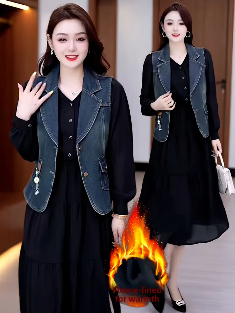 

Thiened Fce повседневный жилет верхняя одежда для женщин осень-зима новый многослойный топ для мам среднего возраста Faion Commute Sle