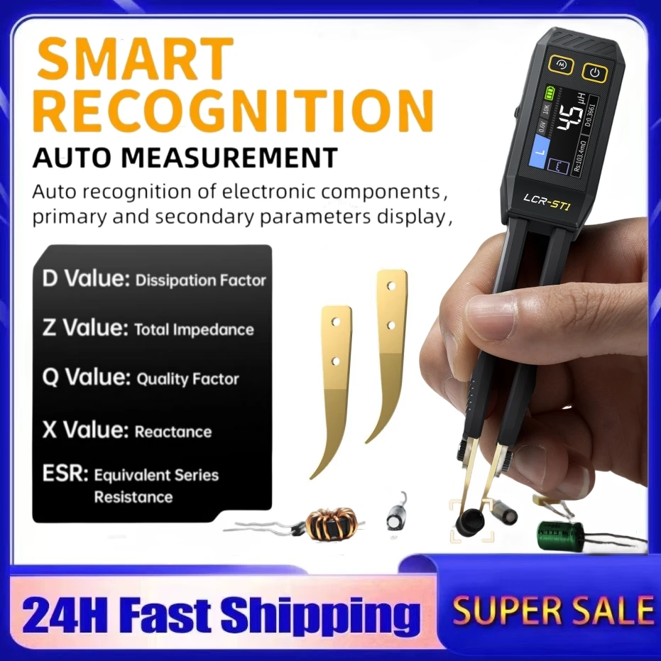 fnirsi lcr st1 mini pinca inteligente lcr smd esr tester resistencia capacitancia indutancia continuidade diodo ferramentas de medicao de teste 01