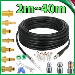 2-40m High Pressure Cleaning Machine Hose Sewer Drainage Cleaning Hose Pipeline Cleaner Kit Sewer Cleaning Nozzle For Karcher
