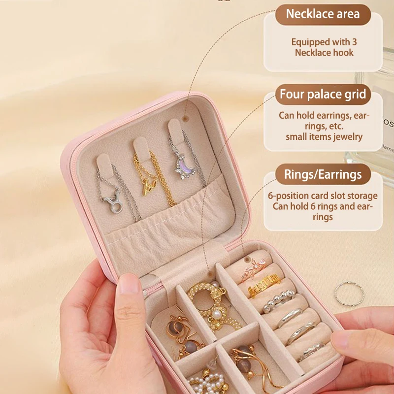 Caixa de joias multifuncional, portátil, requintada e compacta, pulseira de viagem, brincos, brincos, caixa de armazenamento de mesa para quarto