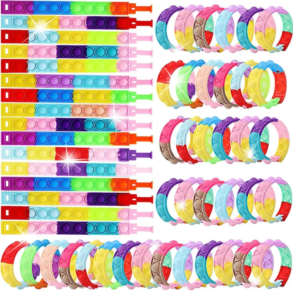 20-50 Pcs Cute Silicone Bubble Bracelet Children's Birthday Party Wedding Guest Gift Christmas Carnival Kindergarten Gift Pack