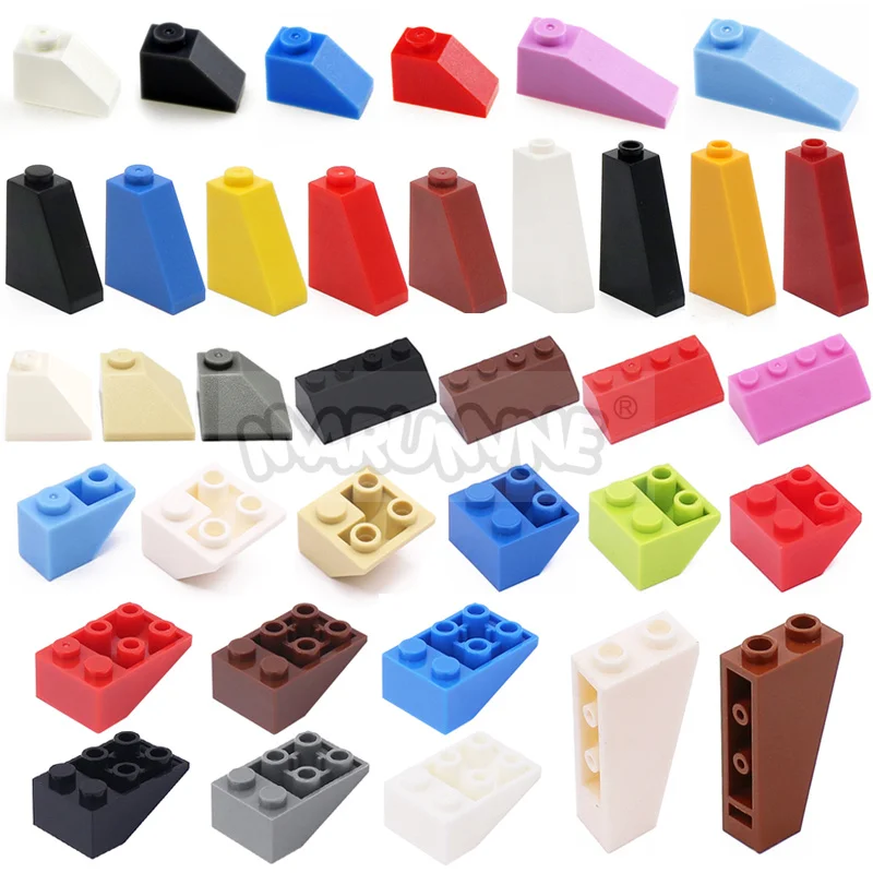 MOC Blocks Slope Inverted Slopes 1x2 2x4 2x3 DIY Building Bricks City House Roof Compatible 3037 3040 4286 4460 60481 3676 2449