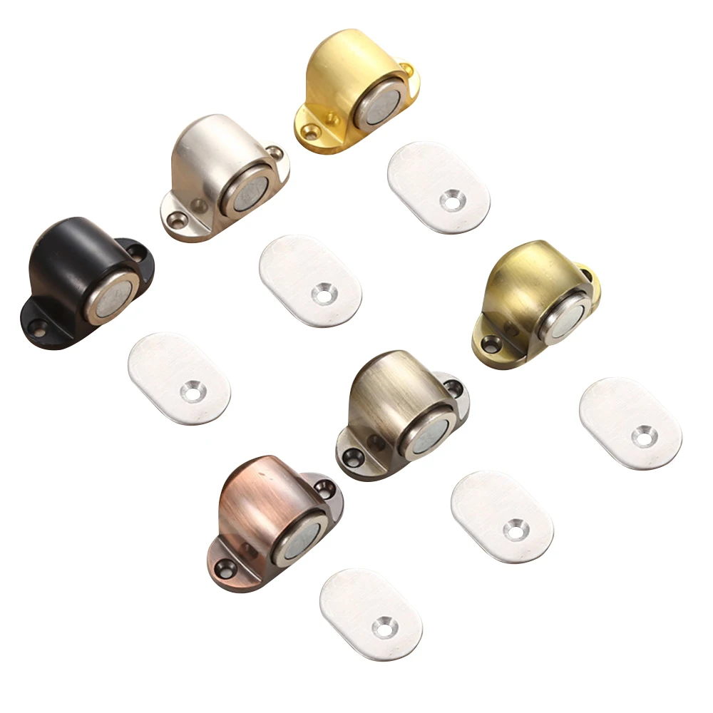 

1Pc Zinc Alloy Magnetic Door Stoppers Floor Wall Catch Doorstops with Mounted Screws for Home Office