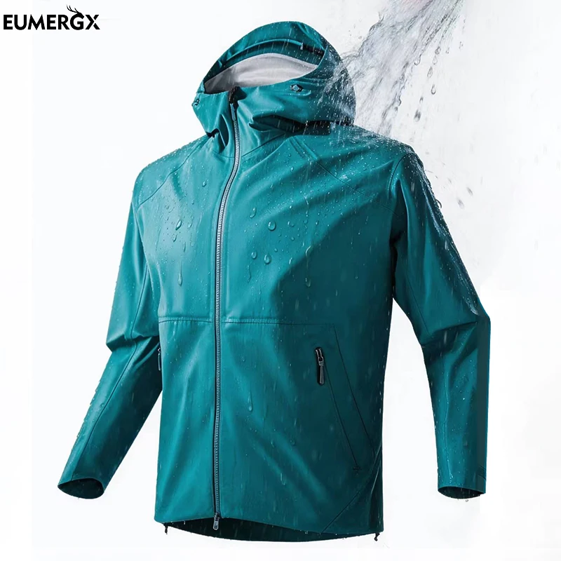 

EUMERGX Ultra-Lightweight Waterproof Jacket Men Women Hiking Trekking Climbing Windbreaker Heat-Sealed Seams Enhanced Rain Coat