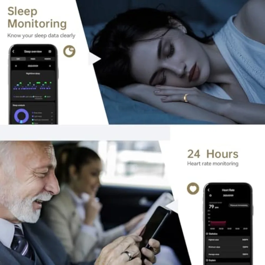 Smart Ring for Women and Men, Fitness Tracker with Heart Rate, Blood Oxygen, Sleep Monitoring, Long-Lasting Battery, No Subscri