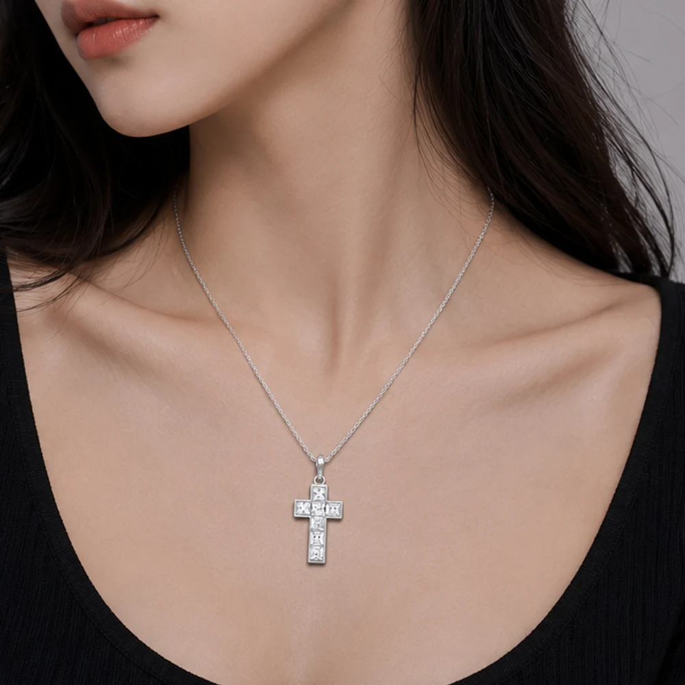 Pendant White Cross Brand New 925 Sterling Silver Glam Jewelry Europe Accessorie Trendy Gift For Woman view 3