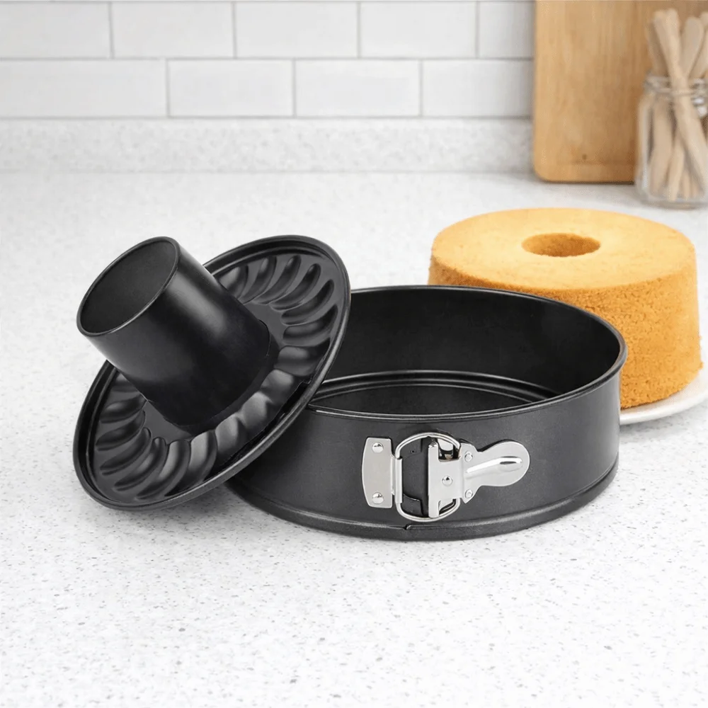 Molde 2 en 1 para Pastel de Chifón de 7 Pulgadas con Fondo Desmontable, Antiadherente, para Cheesecake, Molde Hueco de Acero al Carbono para Pastel de Chimenea, Postre DIY
