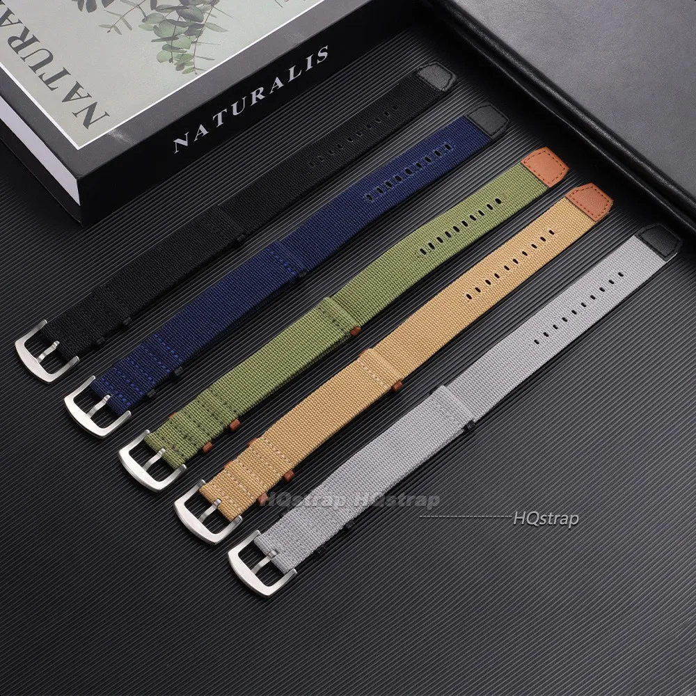 Green Black Grey 20mm 22mm Nylon Leather Strap for Women Men Sport Watchband Soft Bracelet for Hamilton Khaki Field