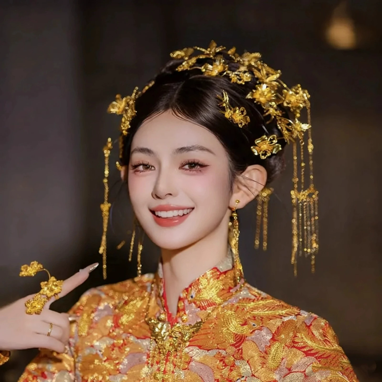 High-End Chinese Retro Wedding Hair Accessories Ear Elegant Bride Headwear Traditional Asian Bridesmaid Hairpiece