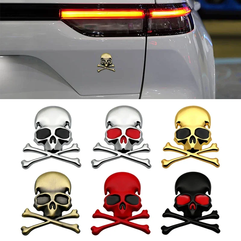 1pcs 3D Metal Funny Skull Emblem Car Body Trunk Fender Badge Sticker Decal For BMW Jeep Audi Benz Car Styling Accessories