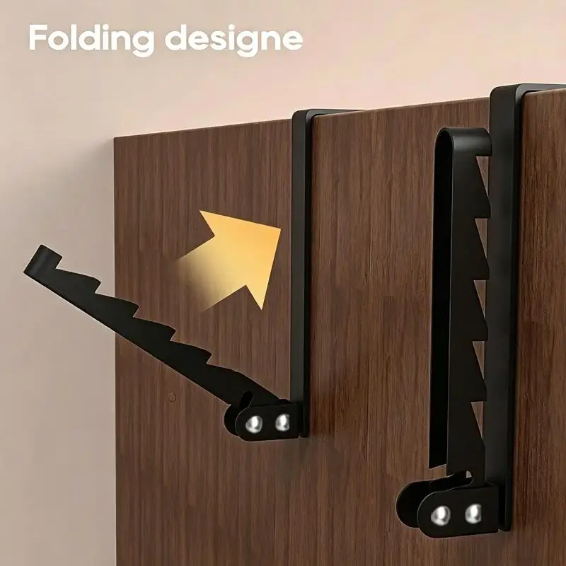Collapsible Over-Door Hook Storage Rack 5 Grooves Coat Hanger No Damage for Entryway Dorm Bedroom Scarves Bags Hats