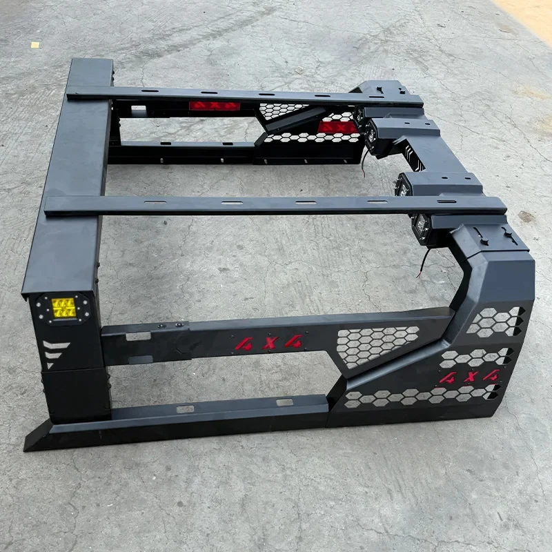 

500KG Capacity Manganese Steel Adjustable Pickup Bed Rack with Storage Shelf & Roll Bar