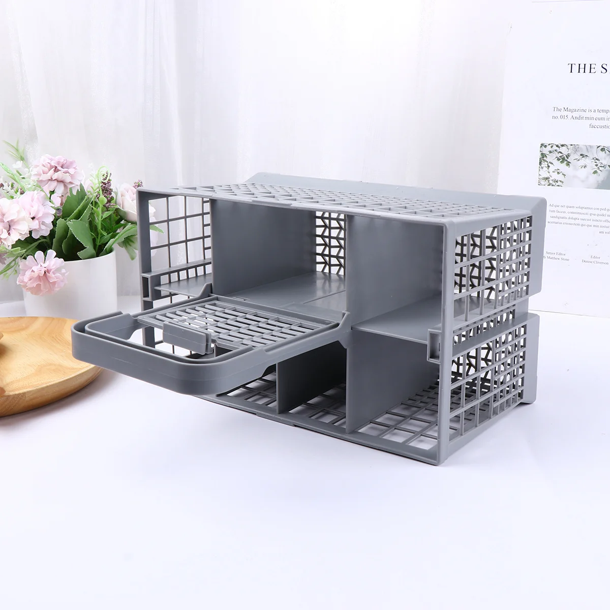 Plastic Tableware Organizer Rack Kitchen Utensil Storage Holder With Drainage For Plates Bowls Cups Chopsticks Dishes Dishwasher