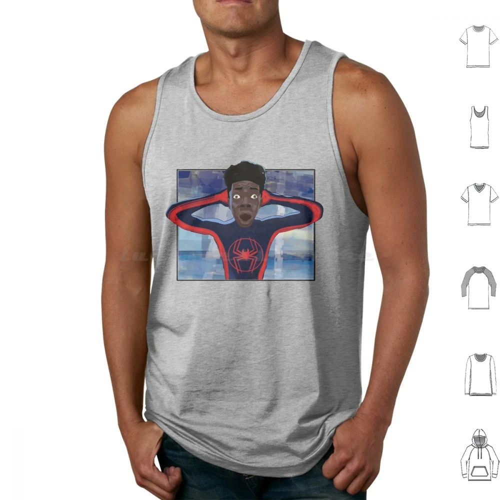 

Miles Spiderverse Meme Tank Tops Vest Sleeveless To Be Continued Cartoon Haze Pastel Colors Comic Miles Morales Meme Spider