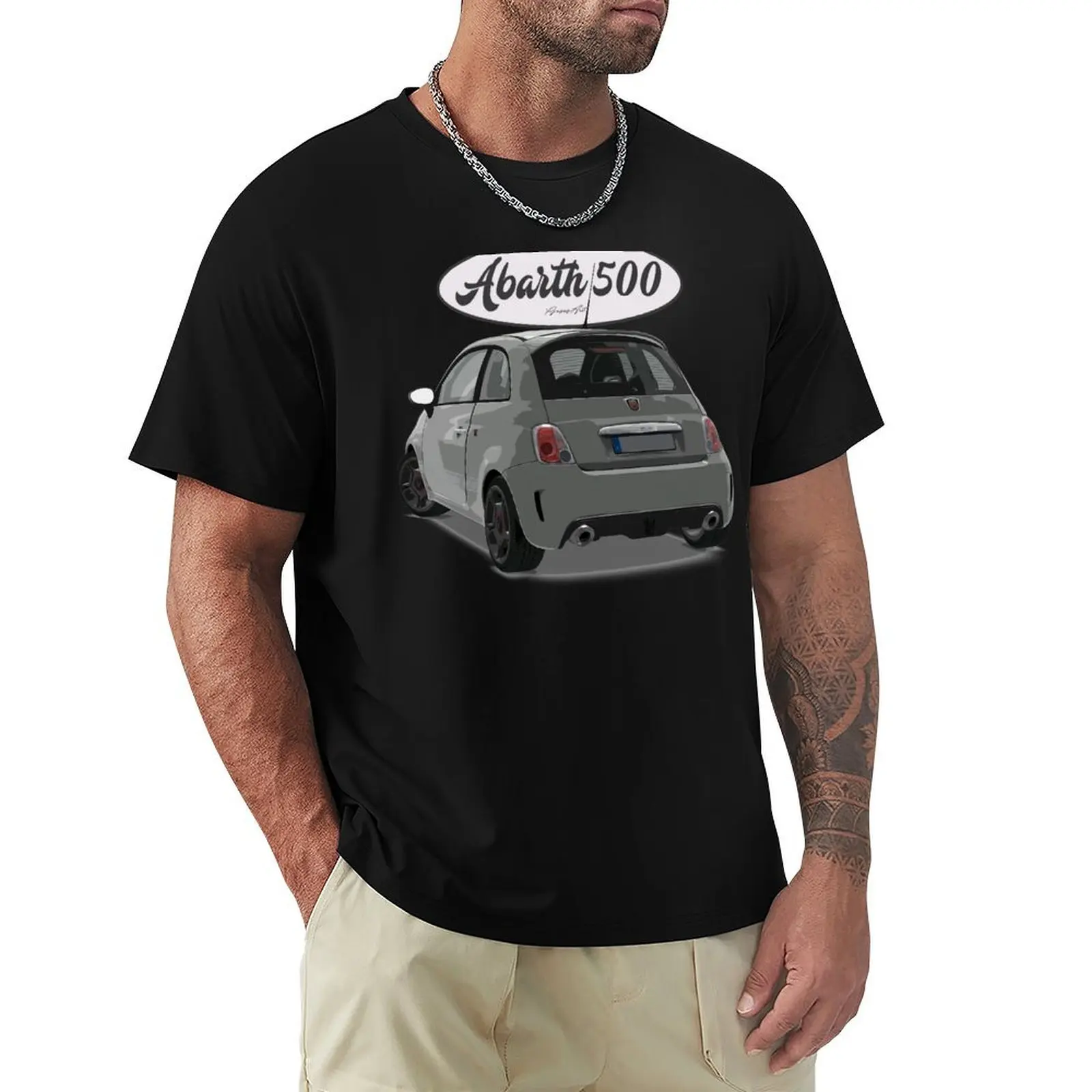 ABARTH 500 Grey White Back T-Shirt Lightweight Hiking T-Shirt