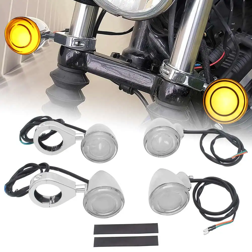 2 Pair LED Turn Signal Lights Clear ABS Motorcycle For Harley Iron Sportster XL 883 1200 Dyna FXDL Softail FXSTC 1982-2021 Parts
