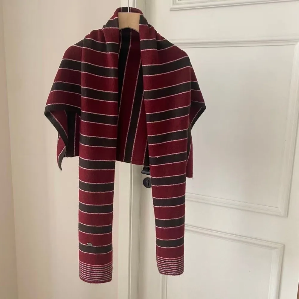 Simple Cape T-Shaped Striped Shawl Retro Cloak Large Wraps Korean Style Warm Large Scarves Clothes Decoration