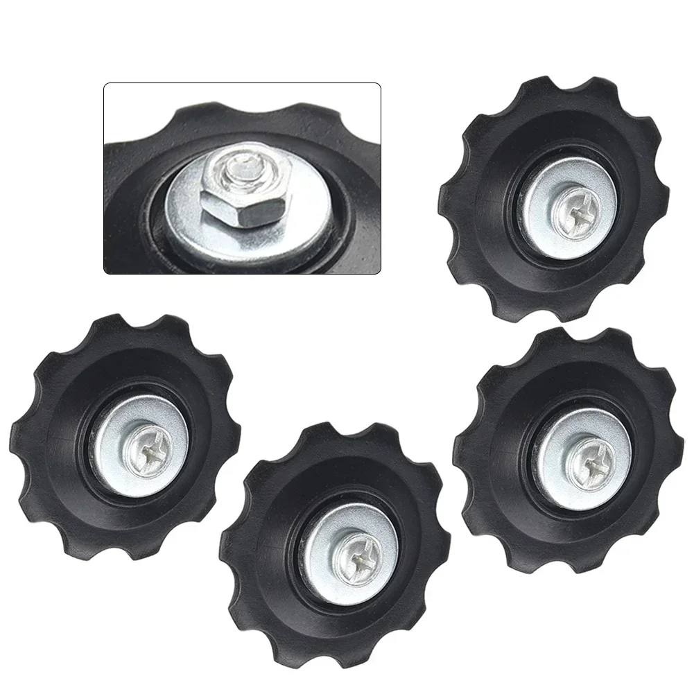 4Pcs 10T Bicycle Rear Guide Wheel 6-7 Speed MTB Bicycle Rear Derailleur Guide Wheel Bike Repair Tools Black Pulley Roller Parts