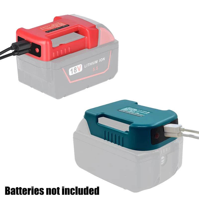 

Портативная док-станция для аккумуляторов с двумя выходными портами для литиевых батарей Makita/Milwaukee/DW 18/20В с зарядными портами USB и Type-C