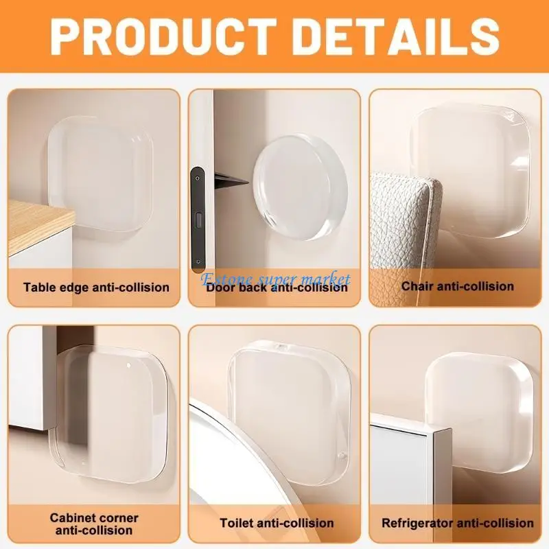 090B 2 مجموعة سدادات حماية لاصقة لمقبض الباب الشفاف #4