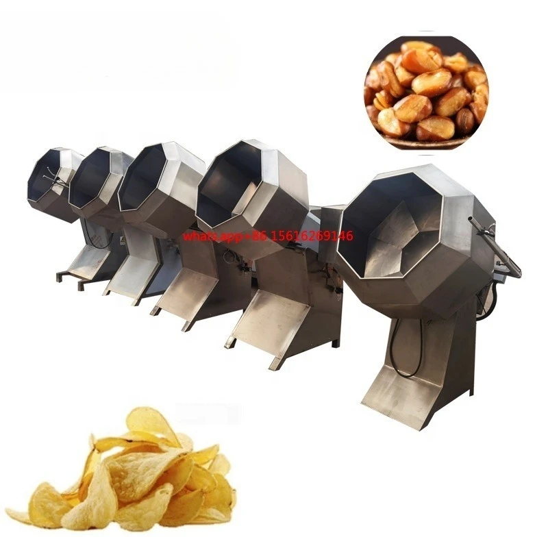 

Stainless Steel Nuts Fried Snacks Food Mixer Flavouring Baked Potato Tortilla Chips Seasoning Machine with Oil Spray and Powder
