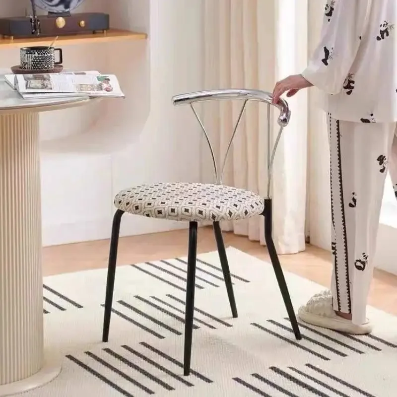 #Modern Backrest Dining Chairs Elegant Living Room Nordic Kitchen Accent Sofa Vanity Velours Sillas Para Comedor Furniture