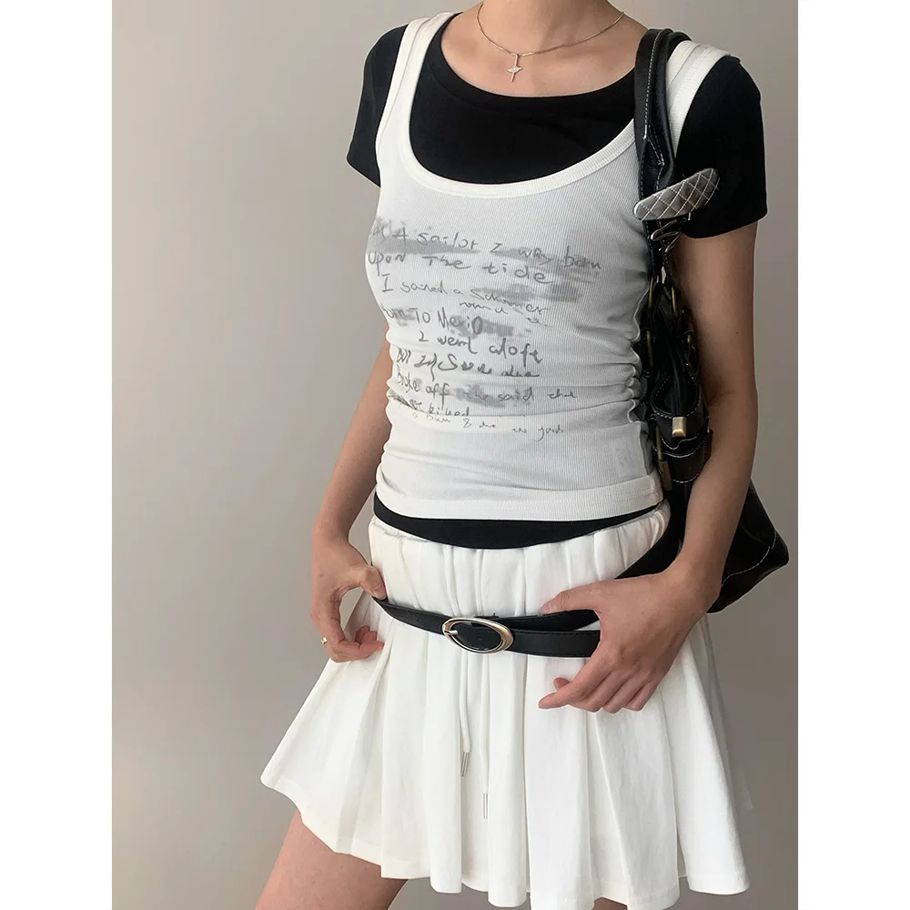 

Summer new Korean slim-fit short Spice Girl versatile top letter-printed sleeveless sling vest