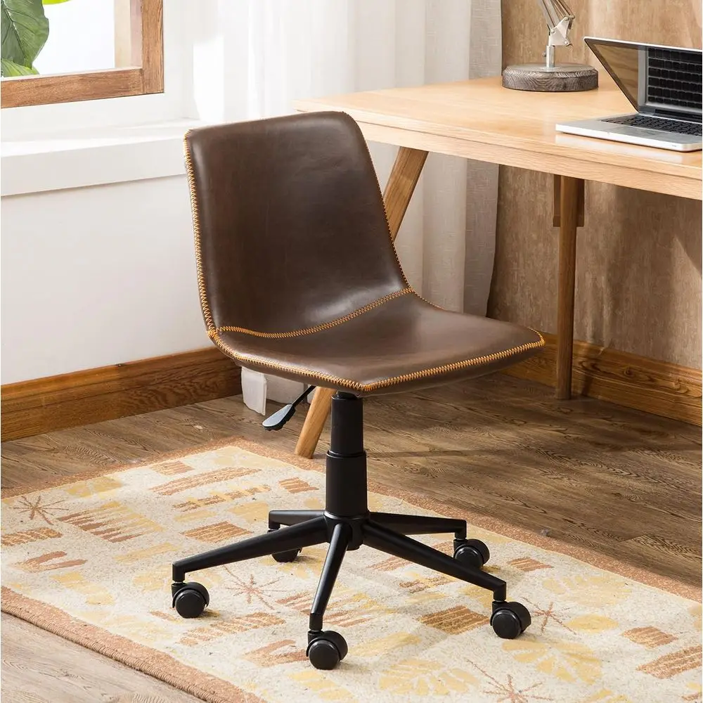 

aux Leather 360 Swivel Air Lit Oice Chair, Brown