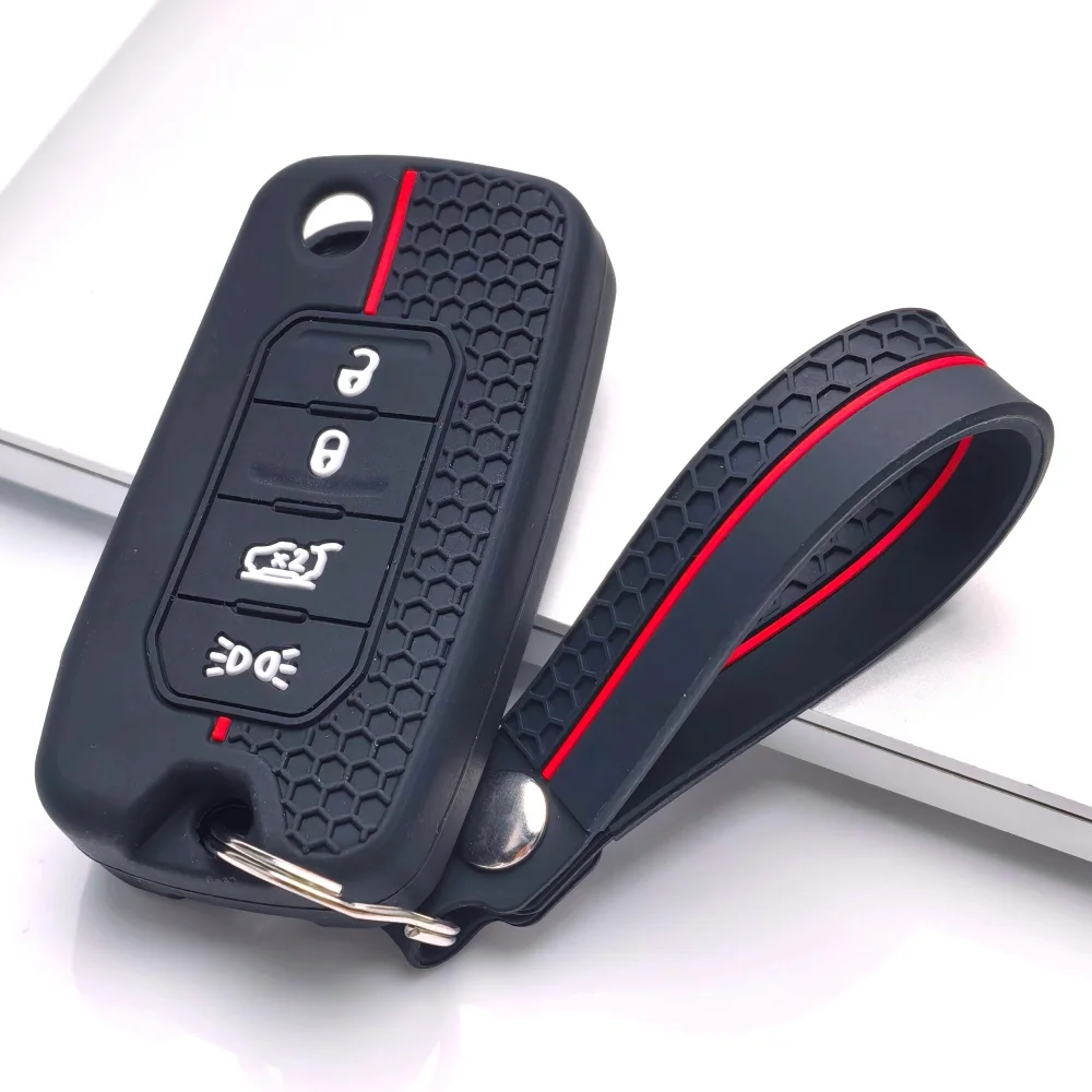 Silicone Car Remote Key Case Fob for Jeep Cherokee Compass S Renegade Grand Commander for Dodge Journey Challenger Jcuv Charger
