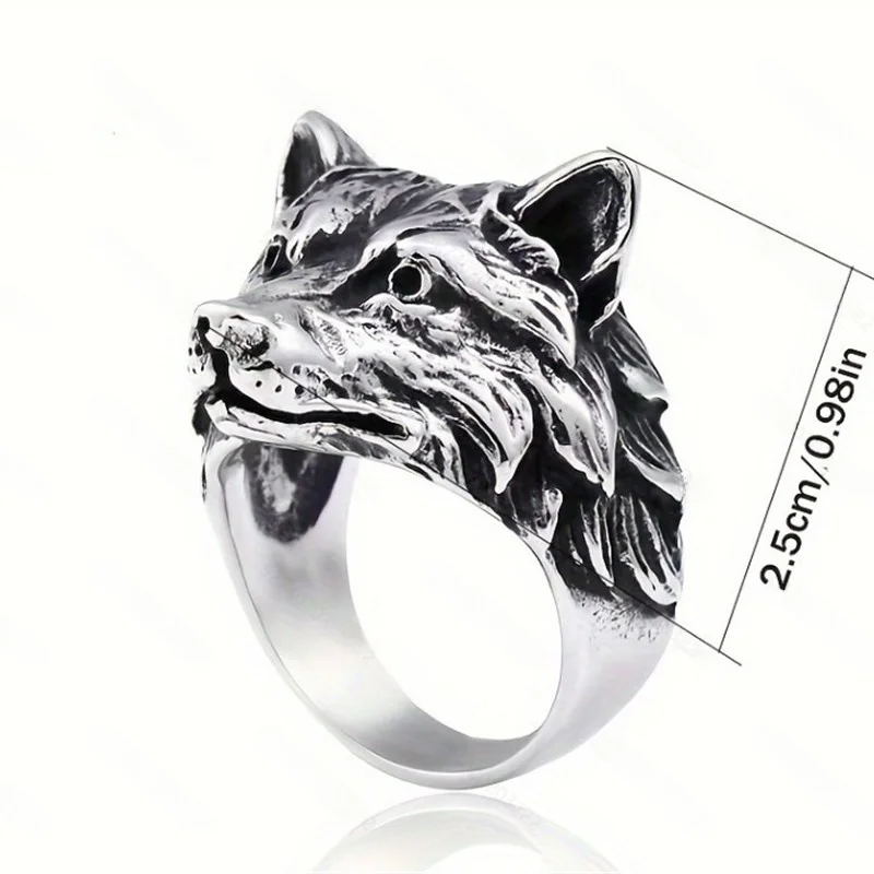 

Wolf Head Ring Men's Exaggerated Dominant Trendy Open Finger Ring Fashionable Accessory Cross-Border Jewelry