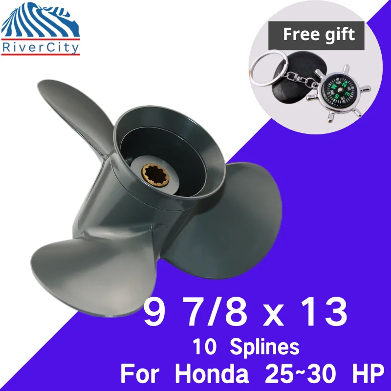 Boat Propeller 9 7/8x13 For Honda 25HP 30HP Outboard Screw Boat Motor Aluminum Alloy Propeller 3 Blade 10 Spline