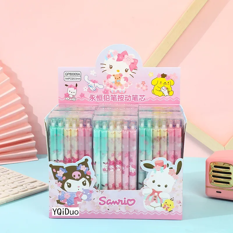 Sanrio Hello Kittyメカニカルペンシル、鉛筆なしhb、プライマリスクールステーショナリー、事務用品、kawaii、ポンコネット、12個