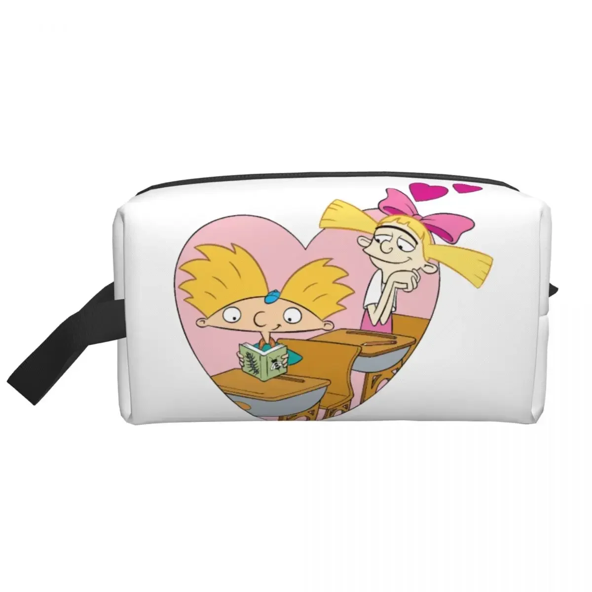 Travel Hey Arnold Anime Comedy Helga Pataki Toiletry Bag Kawaii Cosmetic Makeup Organizer for Women Beauty Storage Dopp Kit Case