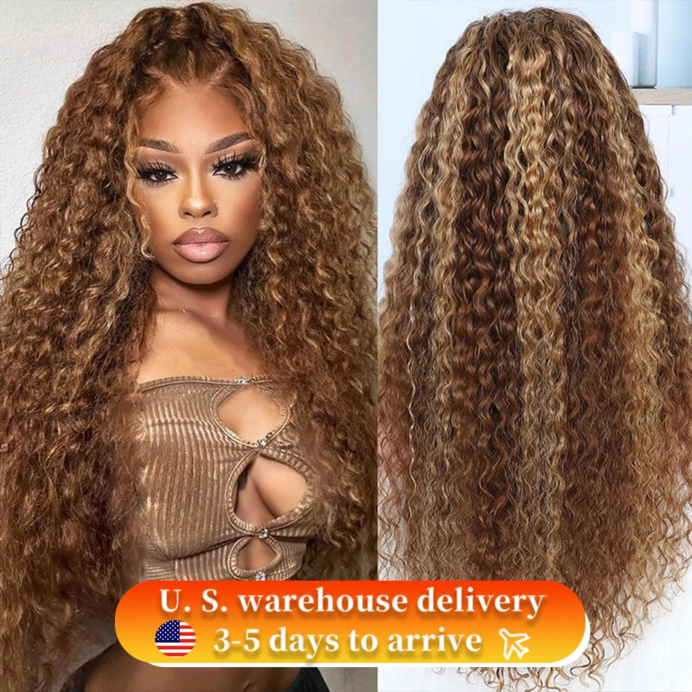 250% 38 Inch Highlight Ombre Wig Human Hair 13x6 Hd Water Deep Wave Lace Frontal Wig Kinky Curly Wigs Lace Front Human Hair Wig