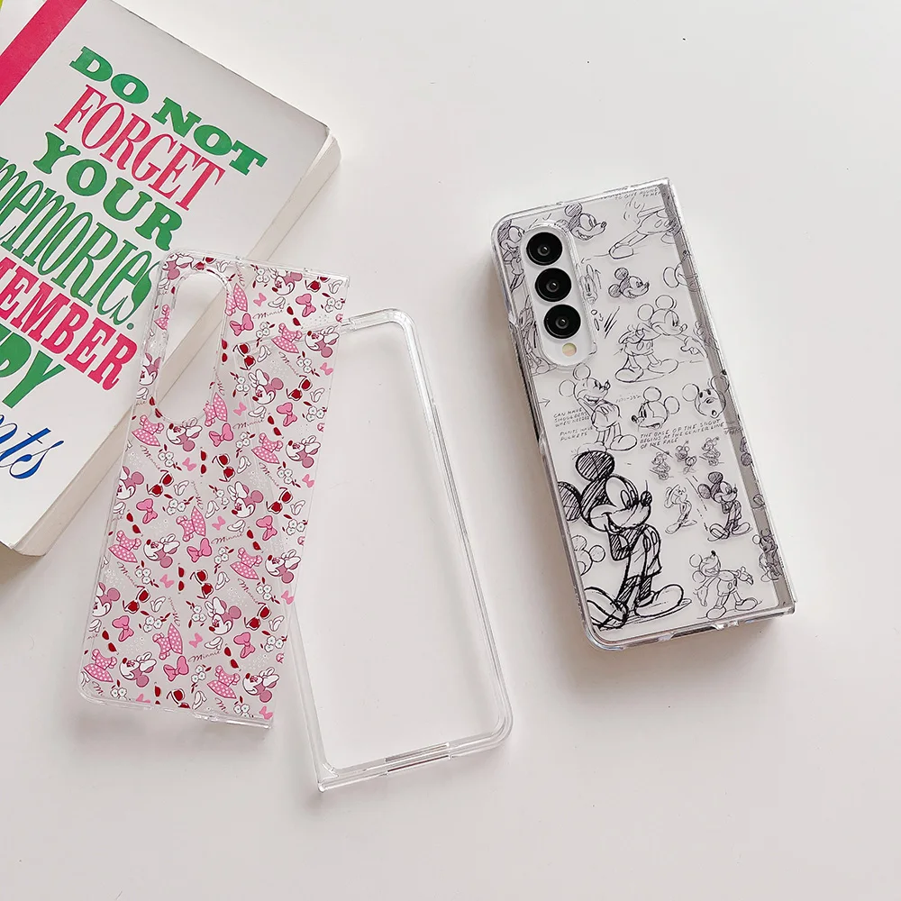 เคสโทรศัพท์ลายการ์ตูนน่ารักกราฟฟิตีน่ารักลายมิกกี้มินเน่ชัดเจนป้องกันการตกสำหรับซัมซุง zfold 3 4 5 Zzfold4/5/6ดิสนีย์เคสที่น่ารัก